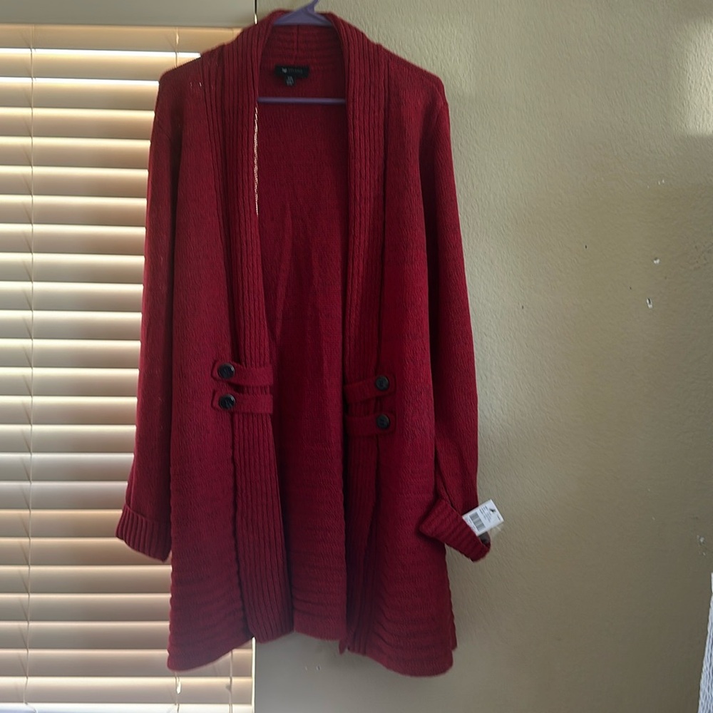 Women's Red Cardigan Sweater